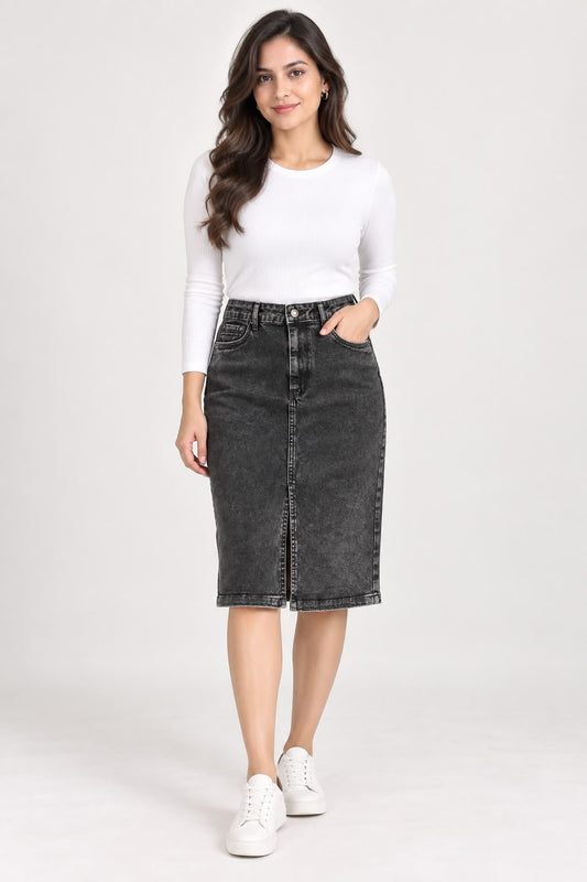 Black Denim Mini Skirt - The Style Story