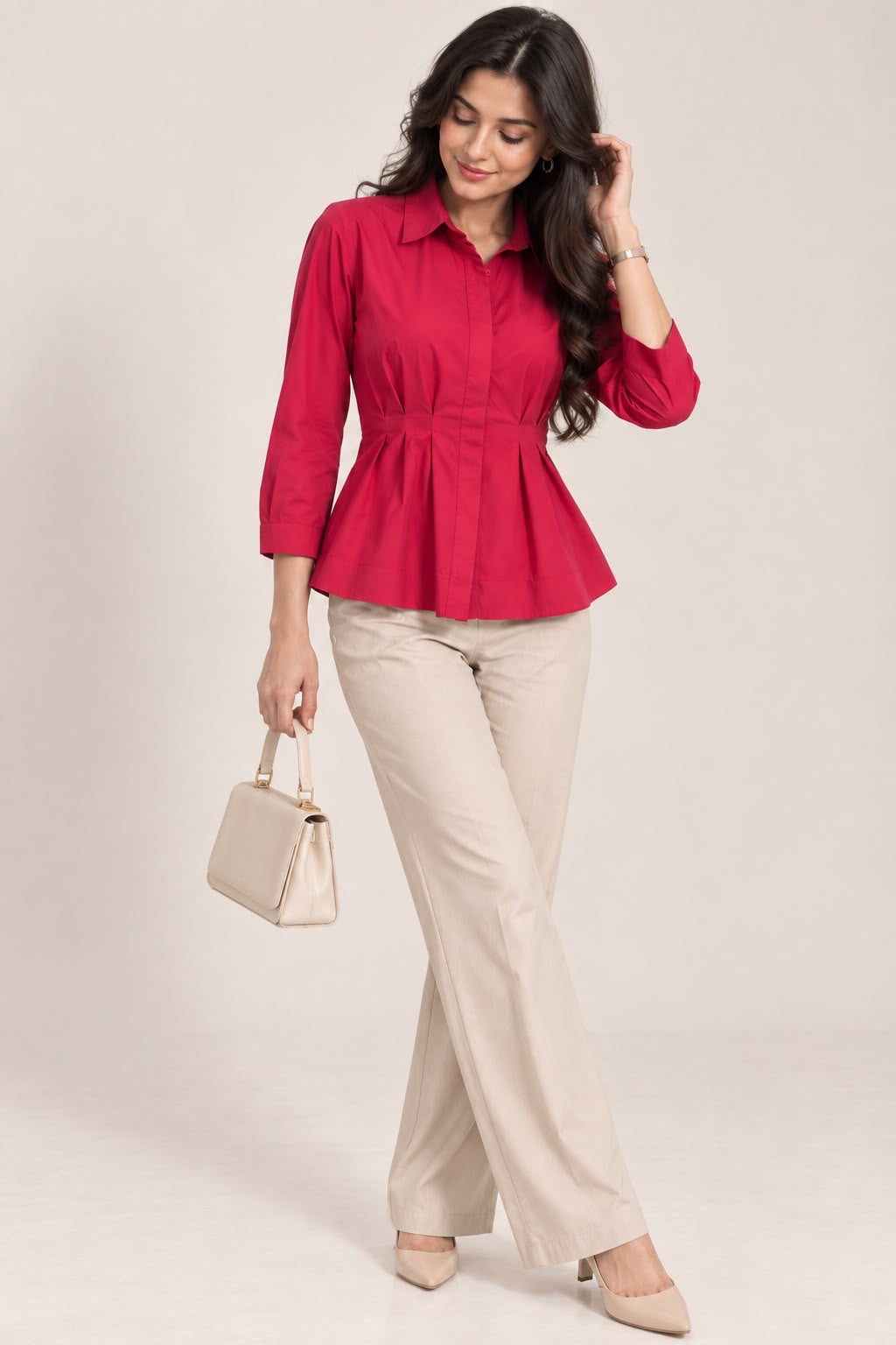 Red Peplum Shirt - The Style Story