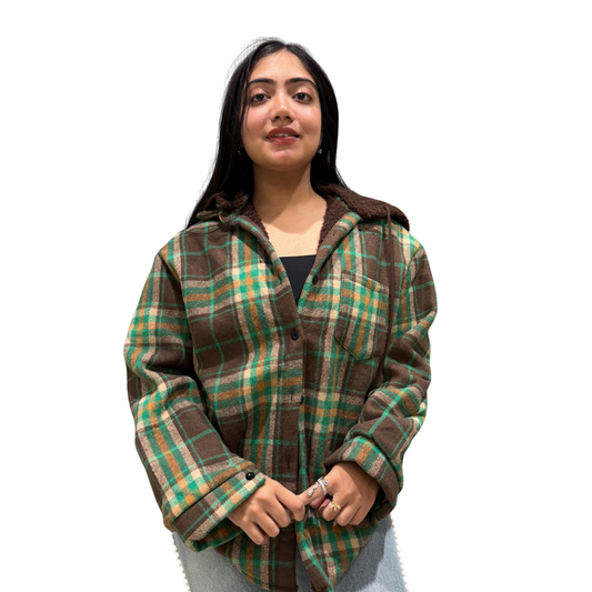 CozyCheck™ Women’s Oversized Fleece-Lined Plaid Hoodie Jacket