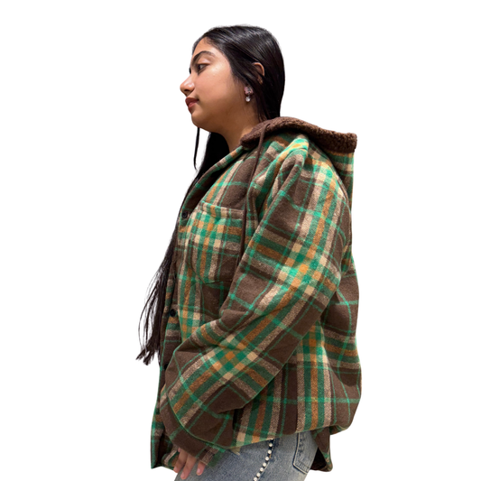 CozyCheck™ Women’s Oversized Fleece-Lined Plaid Hoodie Jacket