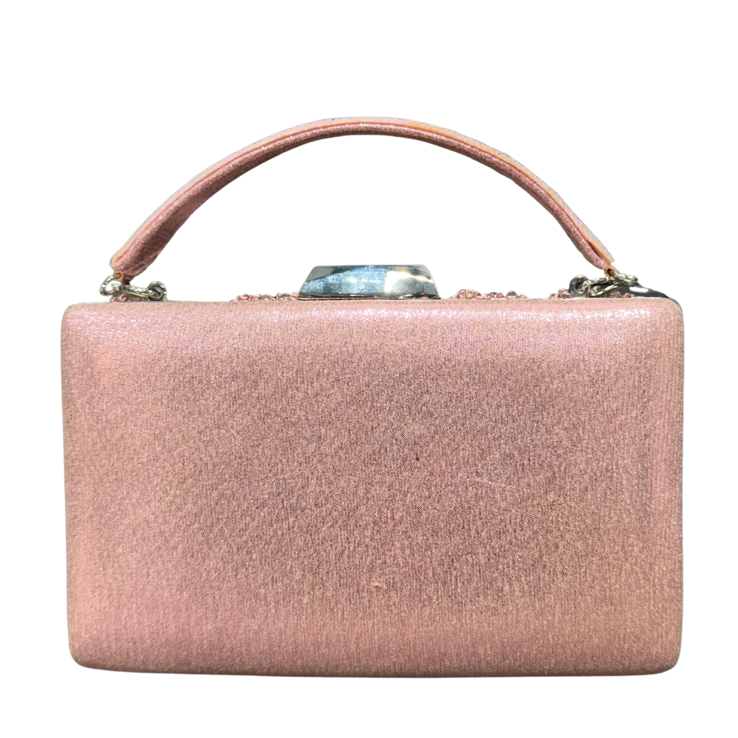 Blush Pink Sequin Embellished Top Handle Clutch Bag