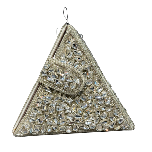 Sparkling Crystal Embellished Triangle Clutch Bag