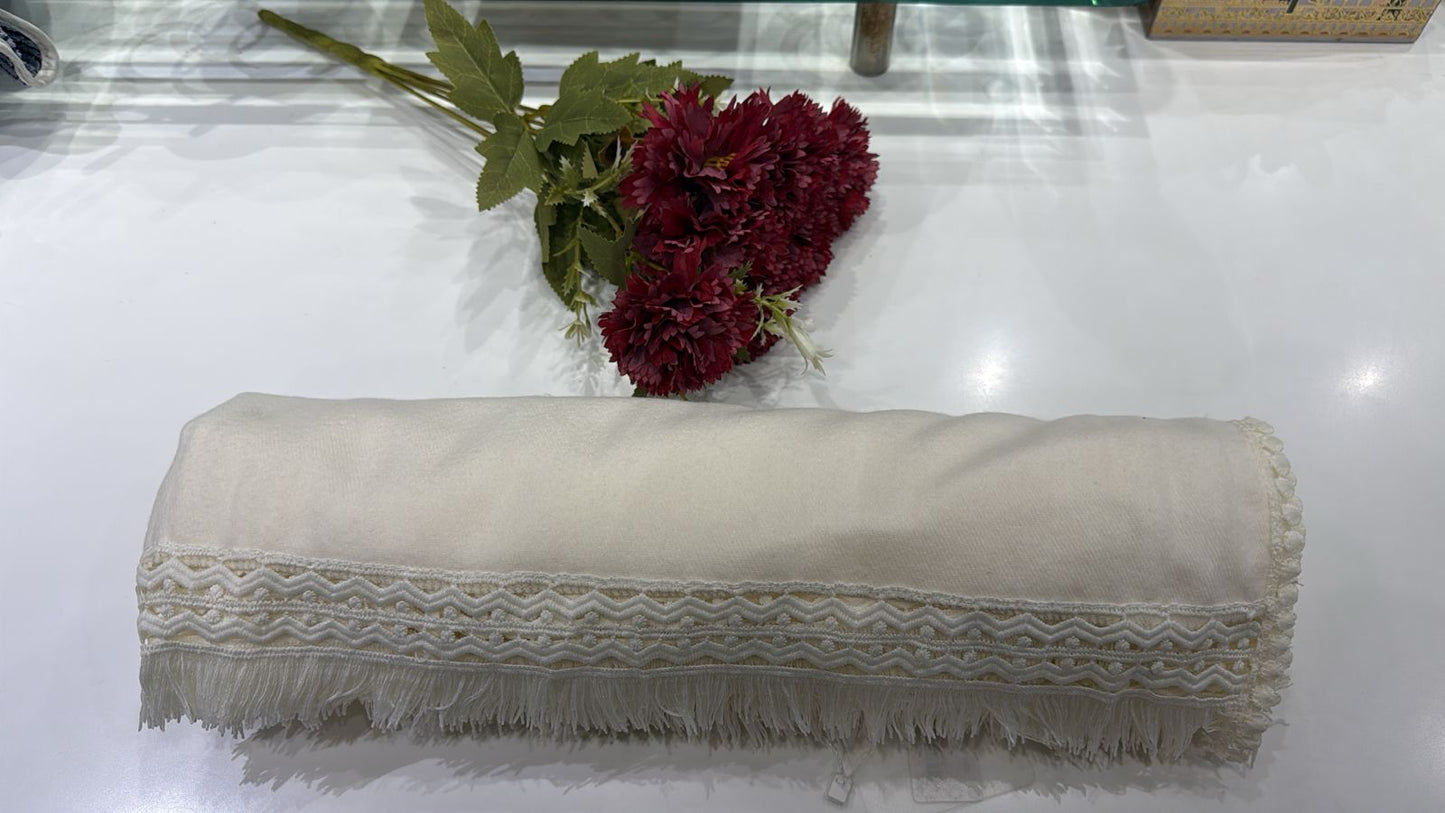 Shawl with Lace and Fringe.