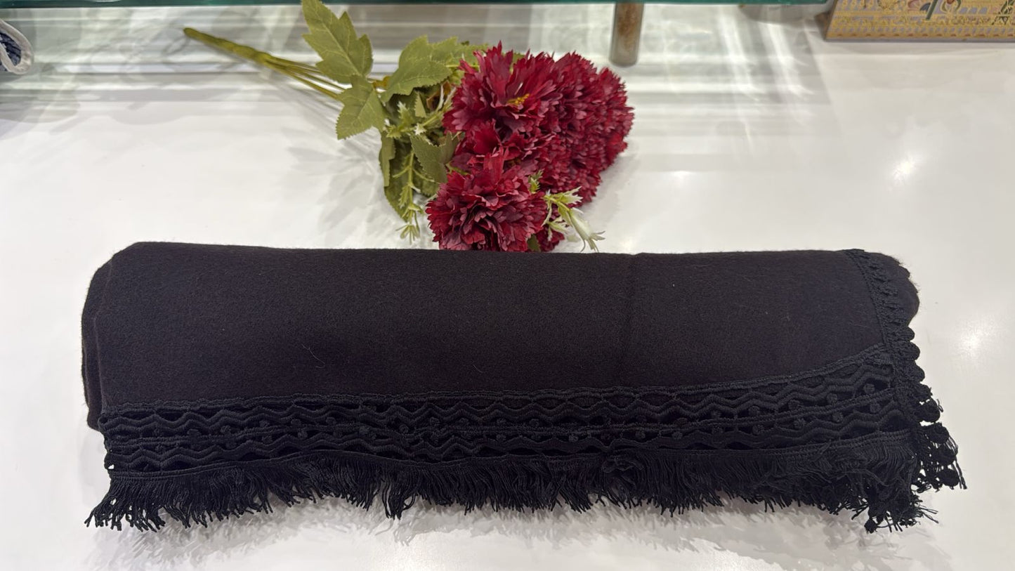 Shawl with Lace and Fringe.