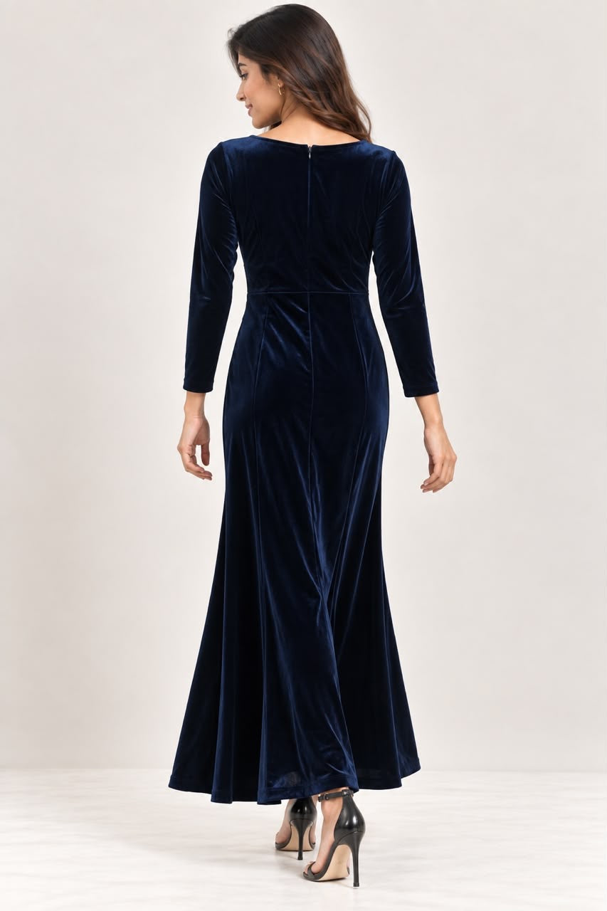 Black Shimmer Draped Maxi Dress
