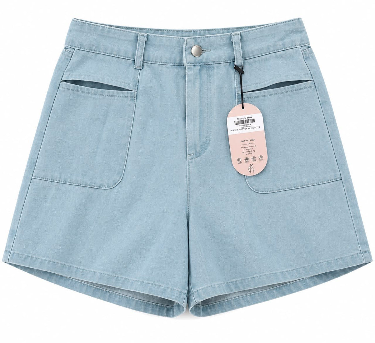 High-Rise Denim Shorts – Dark & Light Blue - The Style Story