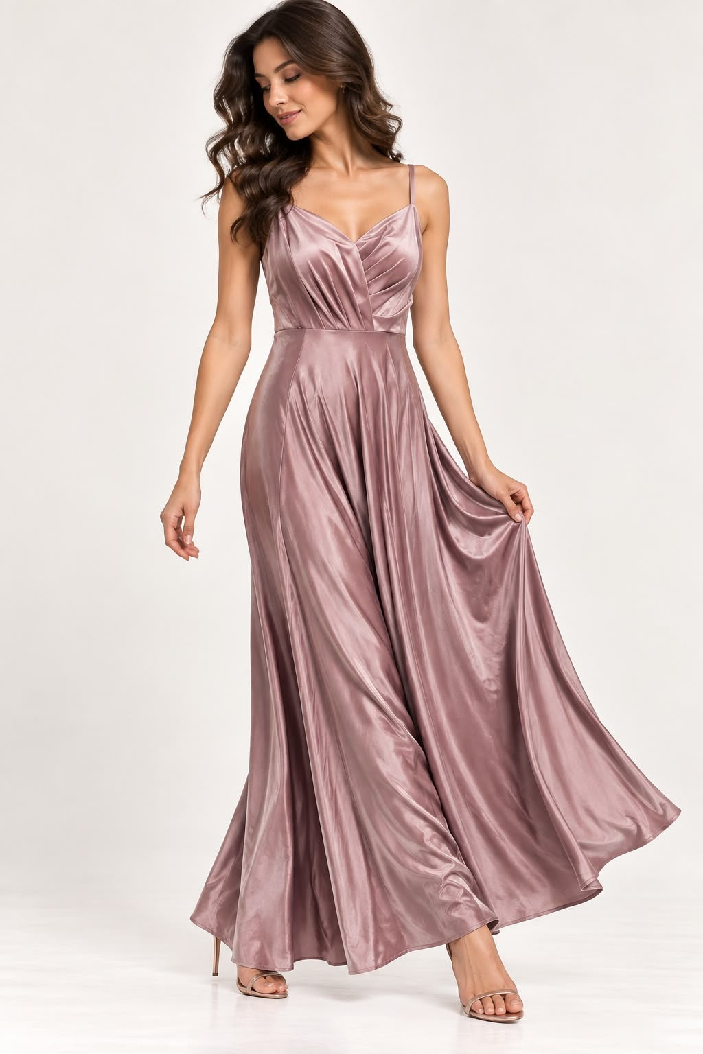 Satin Pleated Maxi Dress