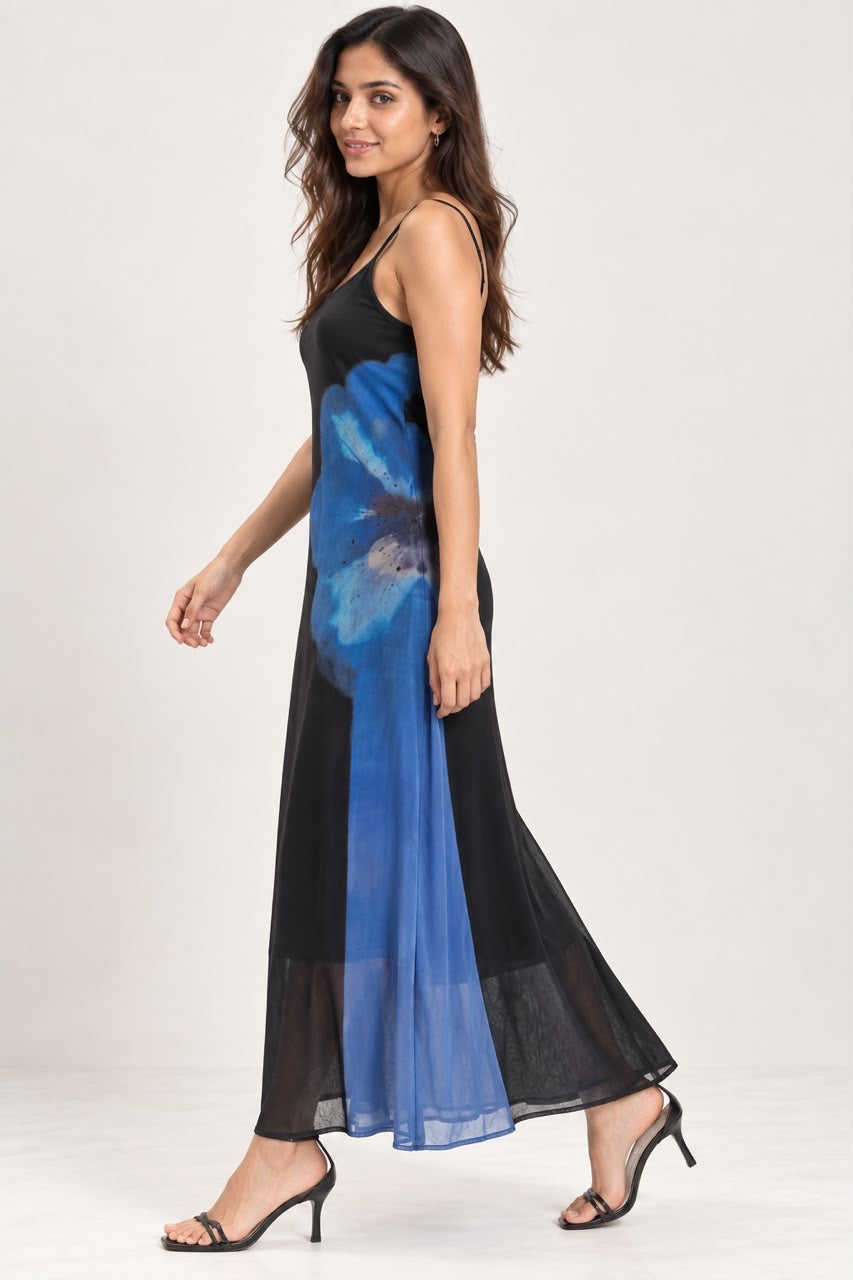 Blue Abstract Printed Dress