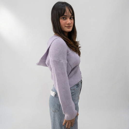 Lavender knitted hooded sweater