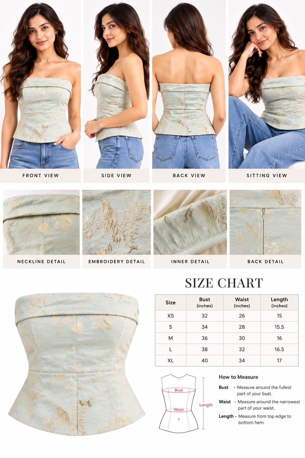Pastel Green Floral Corset Top