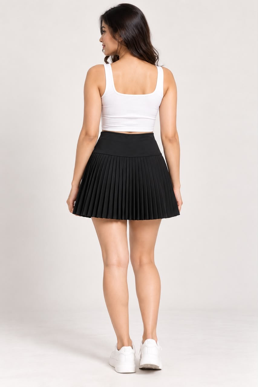 Black Pleated Mini Skirt