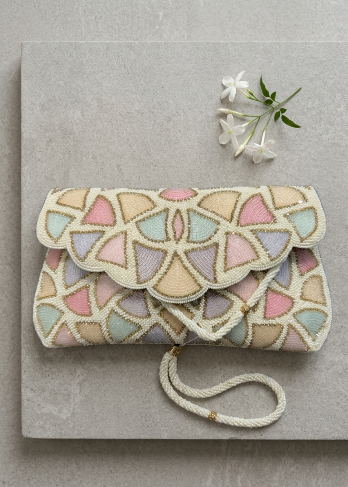 Pastel Mosaic Beaded Clutch
