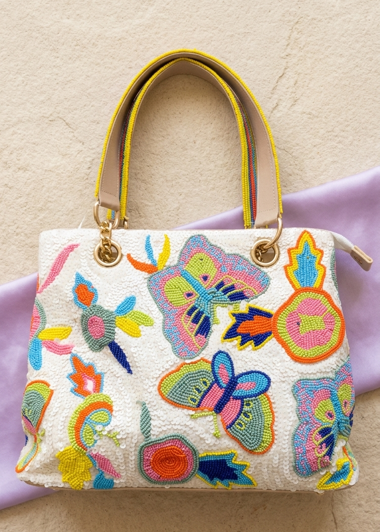 Butterfly Garden Beaded Hand-crafted Handbag