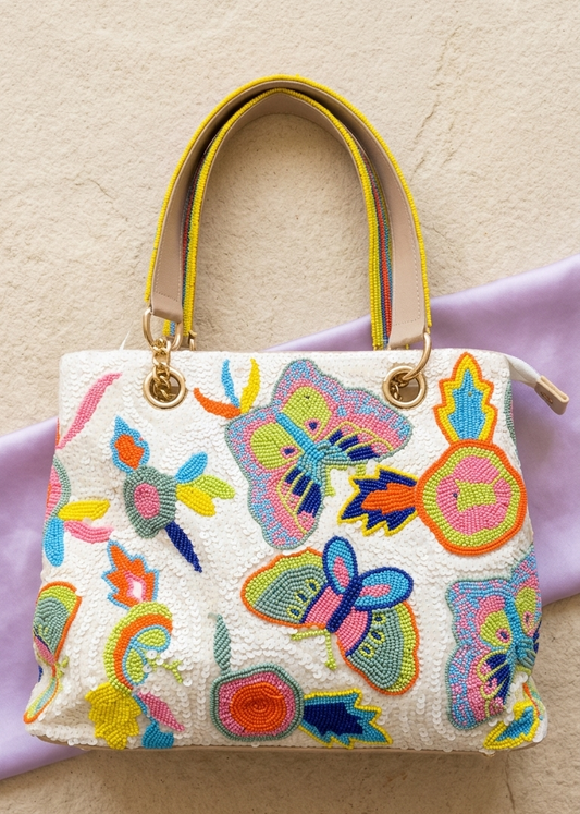 Butterfly Garden Beaded Hand-crafted Handbag