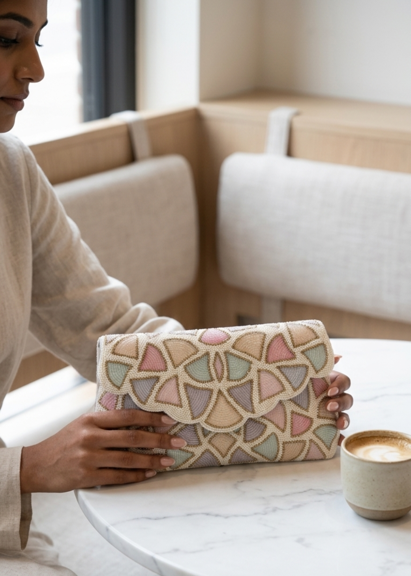 Pastel Mosaic Beaded Clutch