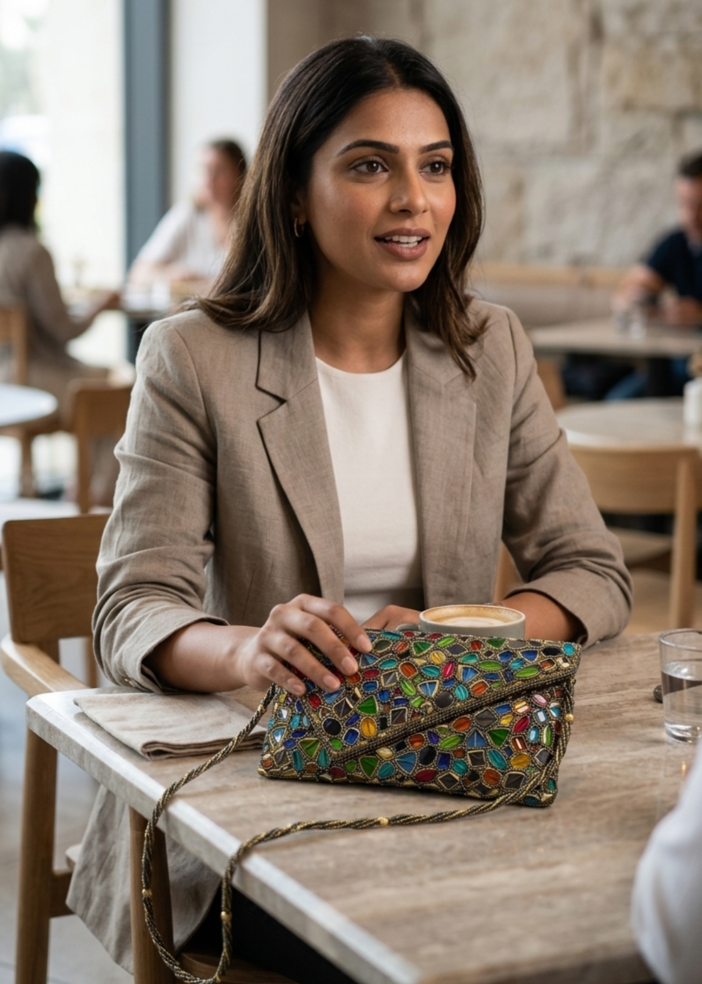 Multicolor Gemstone Beaded Evening Clutch Bag – Handcrafted Statement Purse