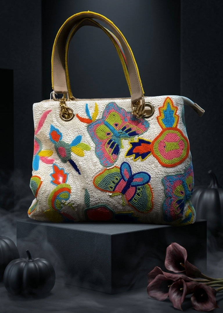 Butterfly Garden Beaded Hand-crafted Handbag